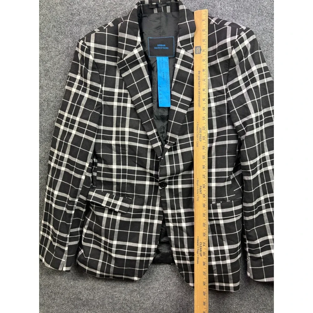 Urban Outfitters Blazer Mens 38 Black White Plaid Skinny Single Button Jacket